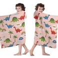 thumbnail image 4 of Pink Dinosaur and Rainbow Pattern Hooded Bath Towel，60"x35" for Ages 3 To 12 Kids, Quick Dry Lightweight Soft Microfiber Hood Beach Towel Cover Up for Kids, 4 of 7