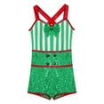 thumbnail image 3 of Zaldita Kids Girls Christmas Striped Leotards Candy Cane Sleeveless Unitard Jumpsuit Performance Green 14, 3 of 5