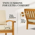 thumbnail image 4 of Premium Acacia Patio Wood Club Chairs Set of 2, Teak Finish Furniture Sets with Thick Cushion, 4 of 8