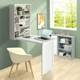 thumbnail image 2 of Gymax Wall Mounted Computer Convertible Desk Floating Desk w/ Storage Bookcases White, 2 of 10