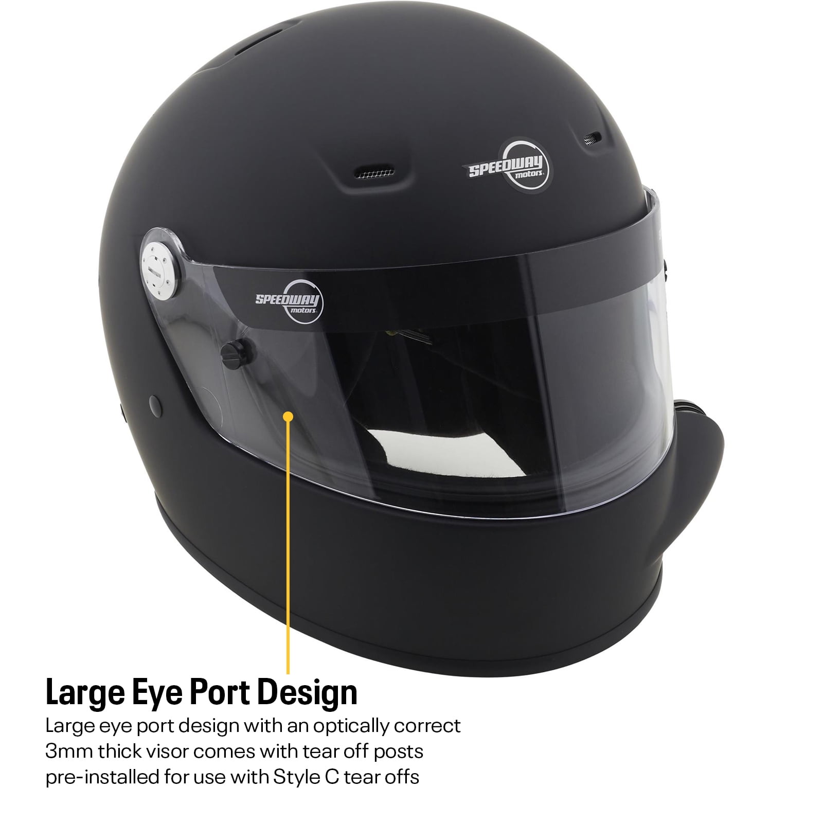 Speedway Motors SA2020 Side Air Racing Helmet, Flat Black, Large