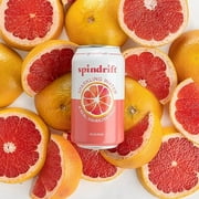 Spindrift Sparkling Water, Grapefruit Flavored, Made with Real Squeezed Fruit, (Only 15 Calories per Seltzer Water Can), 12 Fl Oz (Pack of 24)