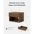 thumbnail image 3 of EYYTHUNG Modern Fluted Cabinet Floating Nightstand Set of 2, Wall Mount Bedside Table with Drawer for Small Spaces, Brown, 3 of 7