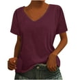thumbnail image 1 of Timegard Summer Tops for Women V Neck Short Sleeve Solid Color Comfy Tee Shirts Casual Tops Drop Shoulder, 1 of 6