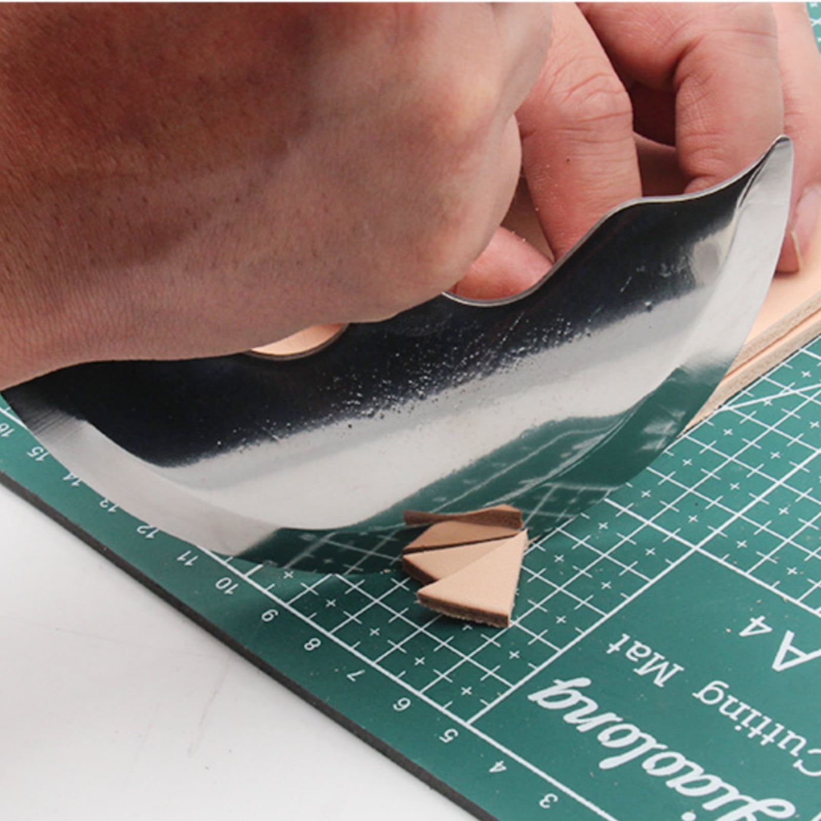 Half Round Leather Cutting Knife – High-Speed Steel Skiving & Trimming Tool with Pearwood Handle for DIY Leathercraft, Wallet, Belt & Bag Making (Small / Medium / Large)