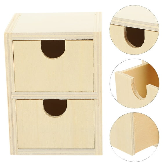 FESTFENDS Small Drawers for Desk Unfinished Wooden Drawers for Kids Unpainted DIY Holidays 2 Pcs