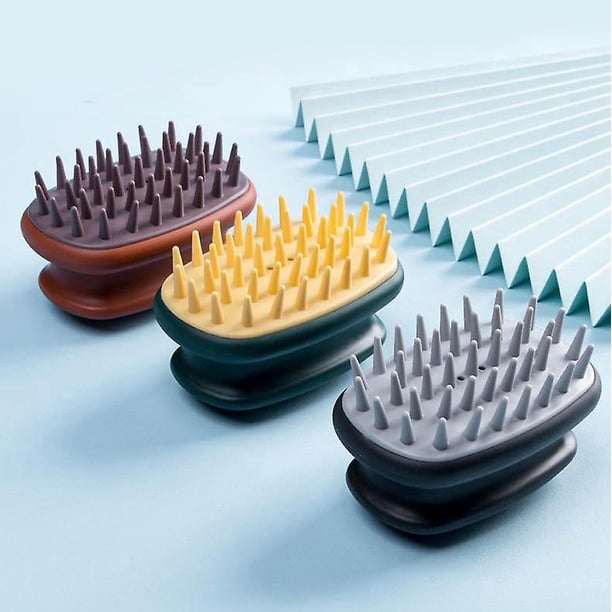 Masajeador del cuero cabelludo, paquete de 3 para el crecimiento del cabello, cerdas de silicona suaves para eliminar la caspa y aliviar la picazón, depurador del cuero cabelludo para el cui