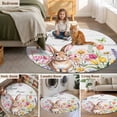 thumbnail image 5 of Grey Easter Round Area Rug 3.3Ft Washable Circle Rugs for Dining Room Table, Spring Watercolor Tulip Flower Plant Wood Grain Non-Slip Carpet Floor Mats Indoor Outdoor Carpet Runner Home Decor, 5 of 8