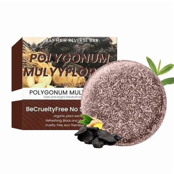 Uxgjfwu Polygonum Darkening Shampoo Bar, Natural Hair Darkening Soap with Essences, Gentle Nourishing Formula, 2.11 oz