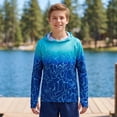 thumbnail image 4 of Lanbubble Boys Rash Guard Shirts Long Sleeve Quick Dry Beach Swim Hooded with Thumb Hole 7-14Years, 4 of 8