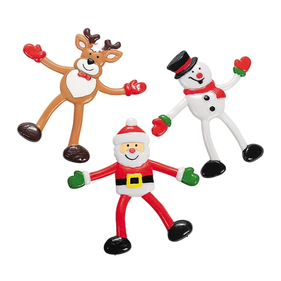 Fun Express Bendable Holiday Characters Vinyl Figures Christmas Multicolor 24 Pieces 4"