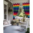 thumbnail image 4 of nqOlkjepod Outdoor Curtains for Patio Waterproof, Mexico Striped Outdoor Privacy Panels Grommet, Geometric Boho Red Orange Blue Green Blackout Outside Curtains for Porch/Cabana 54"x108", 1 Panel, 4 of 8