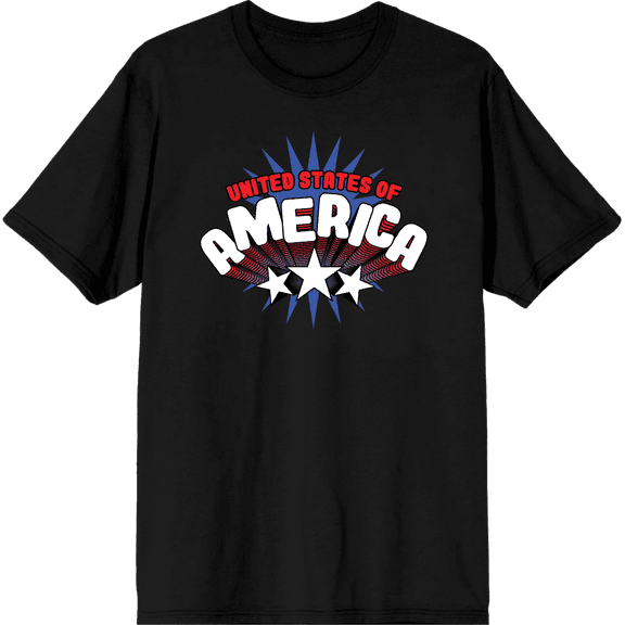 Americana United States Of America Men's Black Crew Neck Short Sleeve Tee-Medium