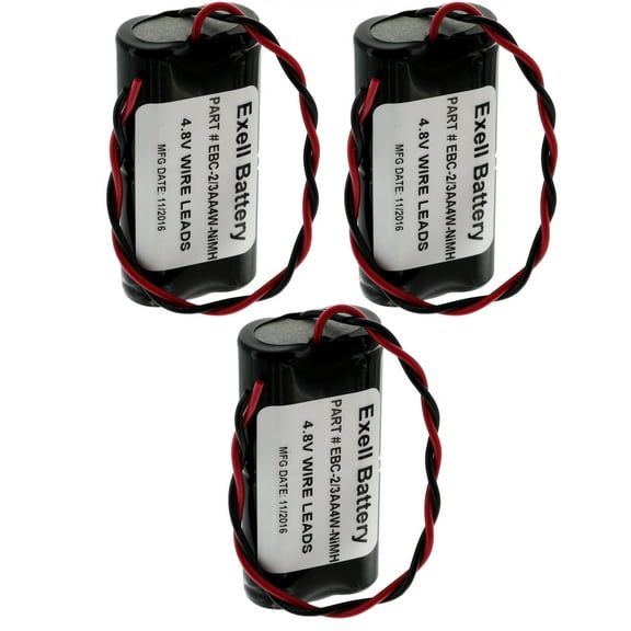 3pc Exell 4.8V 650mAh NiMH Custom Battery Pack w/ Wire Leads