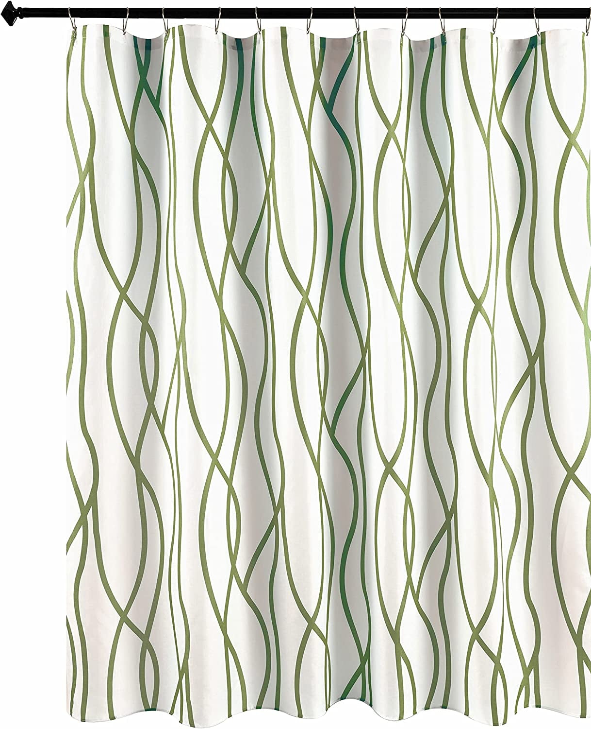 Extra Long Textured Fabric Shower Curtain 72 Inches Width by 84 Inches Length, Sage Printed Dancing Bathroom Curtains Machine Washable