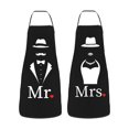 thumbnail image 2 of tredstone 2piece Cute Aprons For Women Cooking Set For Couples And Easy To Clean Gift Idea Aprons For Cooking Black D, 2 of 6