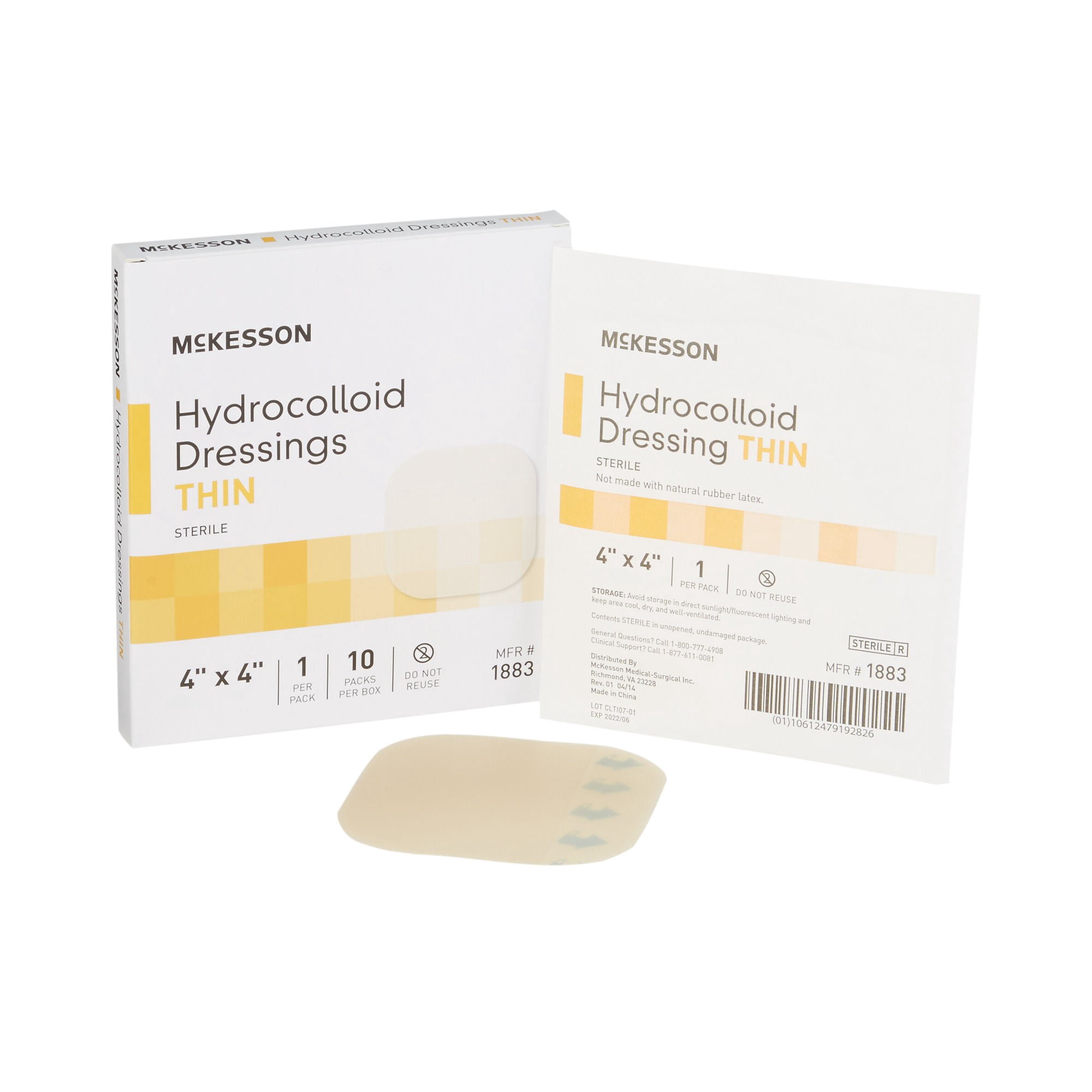 McKesson Hydrocolloid Wound Dressing, Sterile Thin Bandage, 4 in x 4 in, 10 Count, 20 Packs, 200 Total