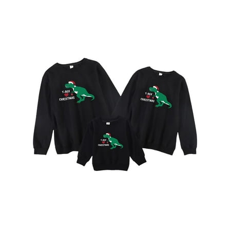 

JBEELATE Christmas Family Matching Sweatshirt Dinosaur Print Pullover Tops for Adults Kids