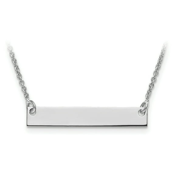 Finest Gold 10K White Gold Small Polished Blank Bar Necklace