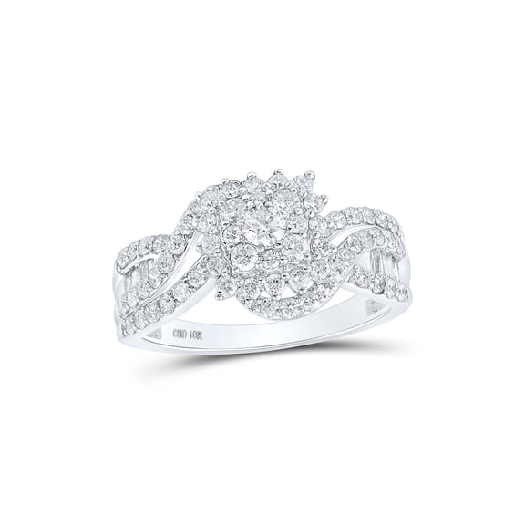 10kt White Gold Womens Round Diamond Cluster Ring 1 Cttw