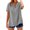 Gray, variant on Summer Shirts for Women Casual V Neck Short Sleeve Hooded Blouse Solid Color Loose Comfy Tops, Black S