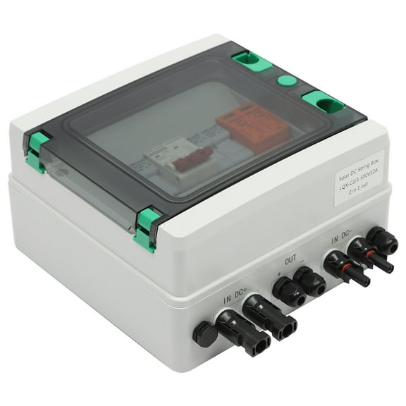 Solar Combiner Box 2-String Pv Combiner Box DC500v Solar Junction Box Solar Breaker Switch 32A Circuit Breaker Protector