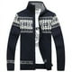 thumbnail image 4 of Suéter de otoño e invierno para hombre, suéter de jacquard con cremallera y cuello alto ajustado, chaqueta informal de moda, cárdigan de punto para hombre, 4 of 5