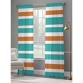 thumbnail image 5 of Sheer Curtain Panels Turquoise and Orange Stripes Rod Pocket Voile Window Curtains Striped Window Treatments Ligh Filtering Privacy Curtain Drapes for Bedroom Living Room 2 Panel Set 84 Inch Length,, 5 of 9