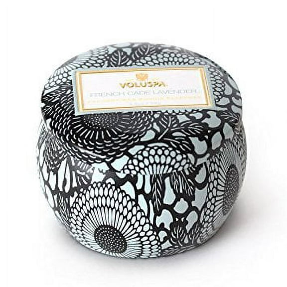 Voluspa 256345 4 oz Mini Tin Candle, French Cade Lavender