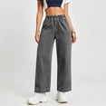 thumbnail image 2 of TaTaai Womens Jeans High Waisted Straight Wide Leg Solid Soft Breathable Denim Trousers for Spring Fall Gift, 2 of 9