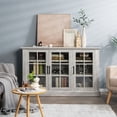 thumbnail image 4 of Gymax 55'' Buffet Table Serveur Armoire de Rangement Buffet Portes Vitrées Étagères Réglables, 4 of 10