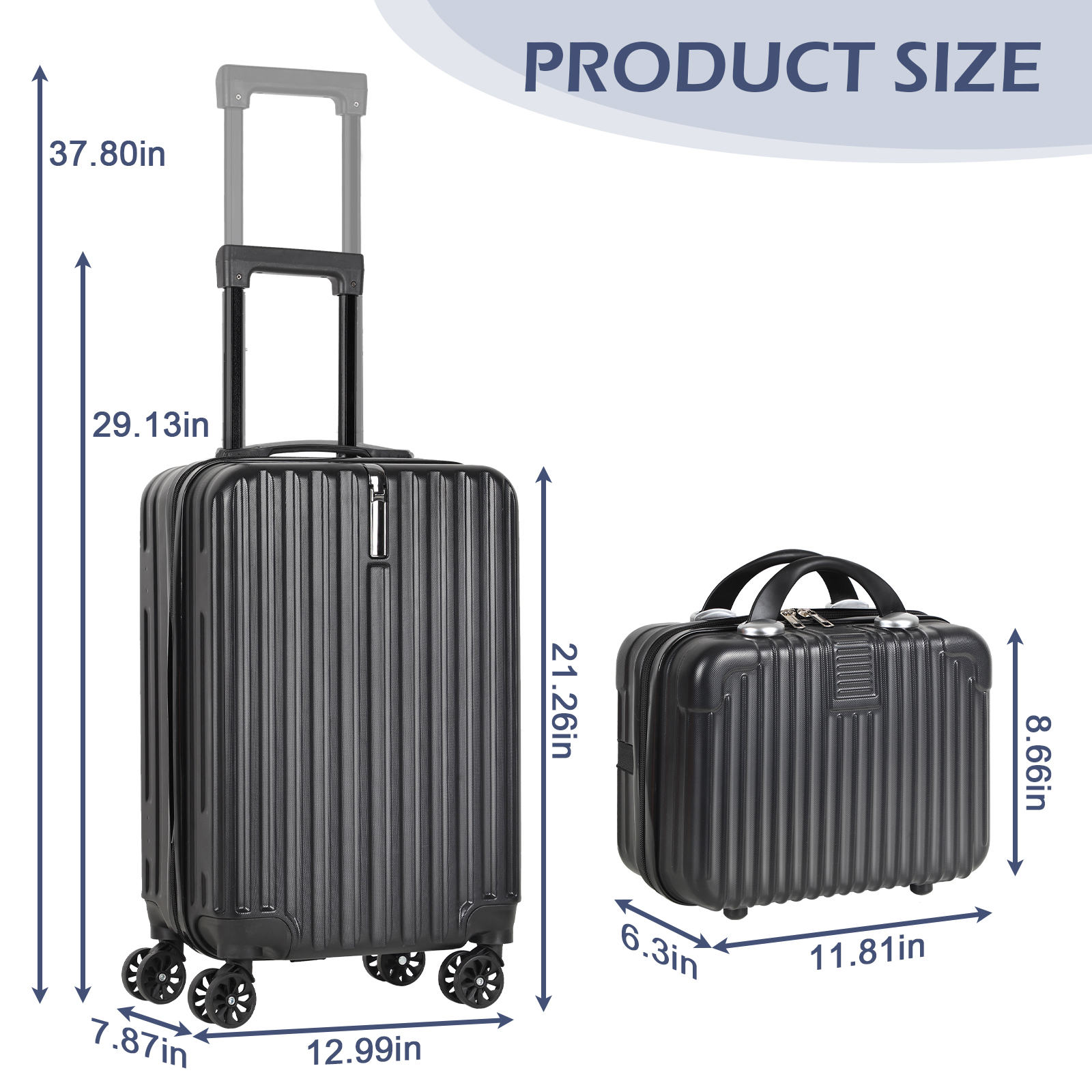 20 in Hardside Luggage with 14" Makeup Case, Airline Approved Carry On Suitcase