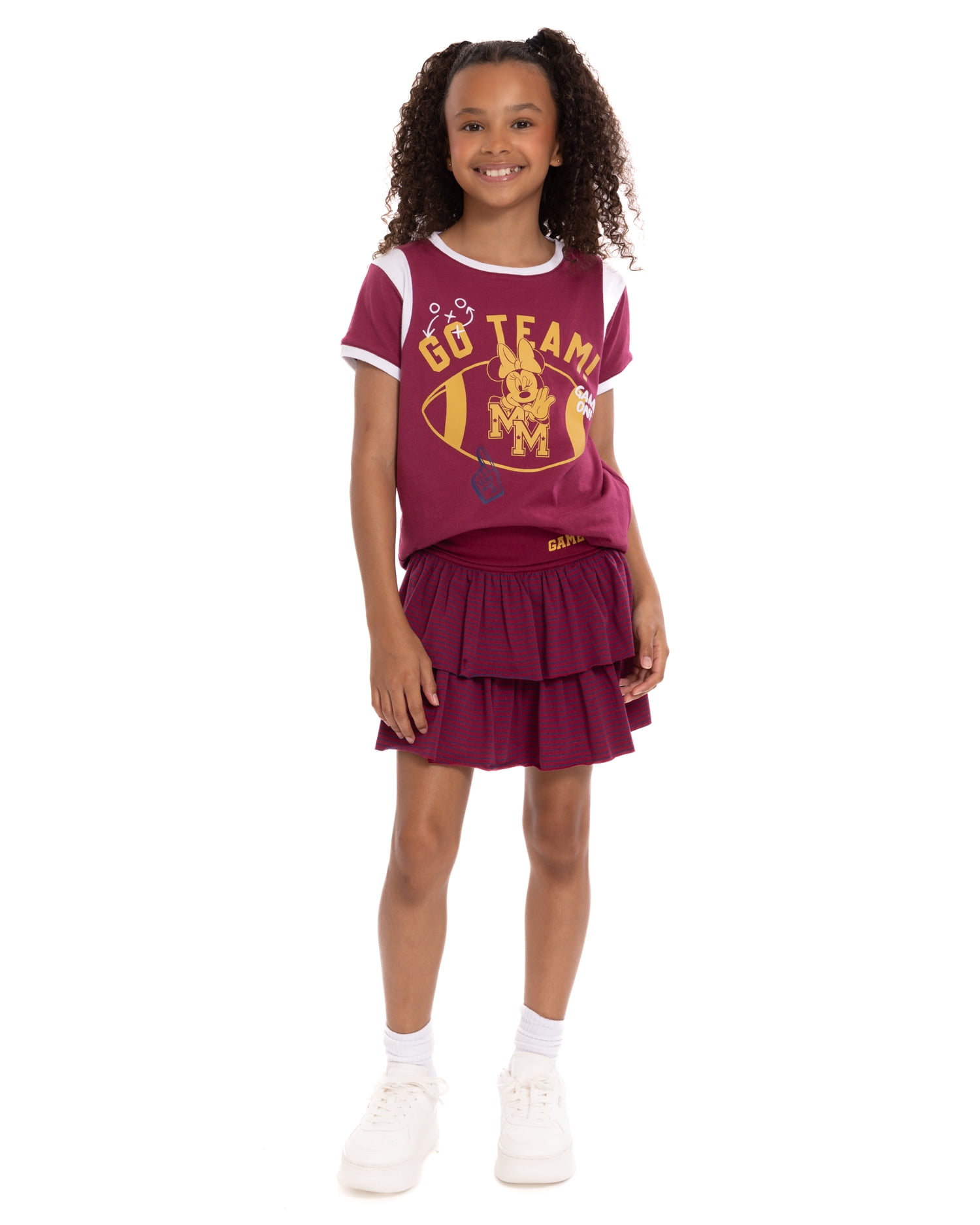 Minnie Mouse Girls' Game Day Graphic Tee with Short Sleeves, Sizes 4-16