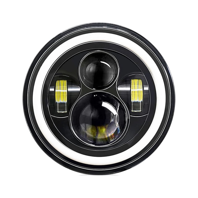 Labymos 1Pcs 7 inch Car Motorcycle LED Headlight with DRL/Turn Signal/Low Beam/High Beam 7'' Round