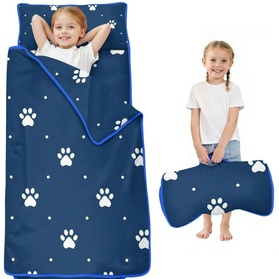 Paw Print Toddler Nap Mats for Kids Preschool,Sleeping Mat Bag or Kids,Toddler Sleeping Bag,Toddler Nap Mat or Daycare