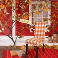 thumbnail image 5 of 4Pcs Fall Chair Slipcovers Orange White Buffalo Check Dining Chair Covers Protector Removable Stretch Elastic Seat Covers for Thanksgiving Party Kitchen Home Hotel Restaurant Ceremony Decor, 5 of 6
