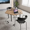 thumbnail image 3 of 4 Pcs Folding Conference Table with Wheels,47.2in Flip-Top Conference Tables,Mobile Training Table for 2-12 Person,Trapezoid Design,for Classrooms & School Office Spaces(Oak), 3 of 8