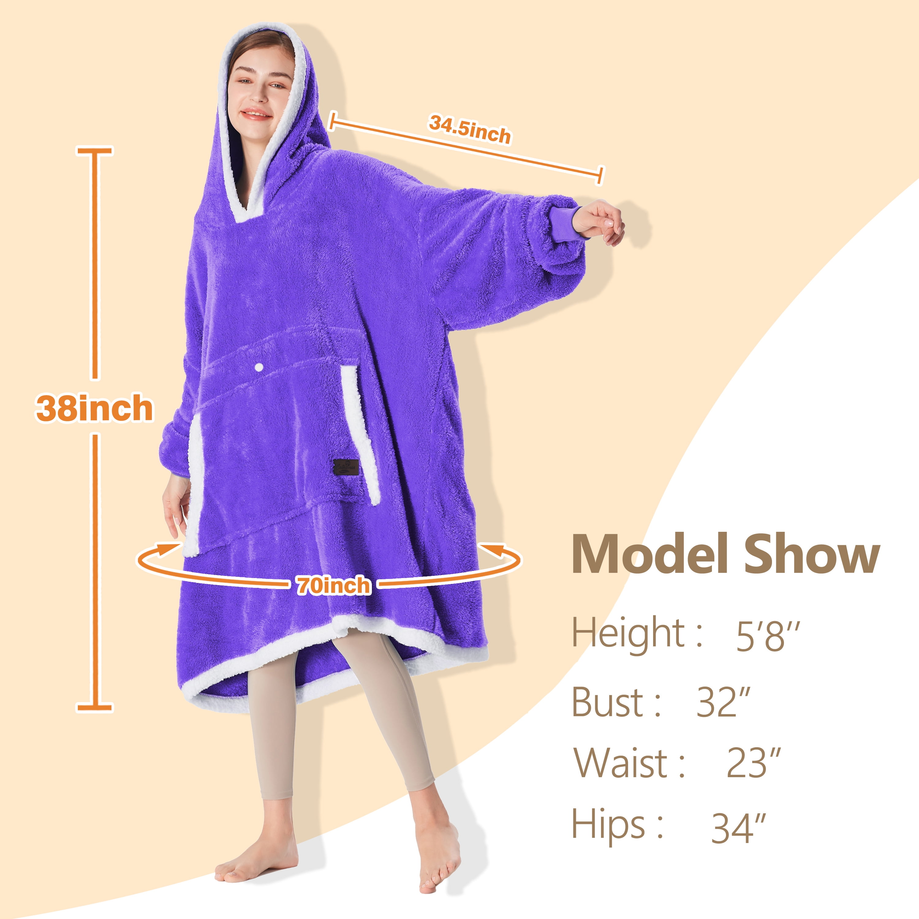 Catalonia Oversized Hoodie Blanket Sweatshirt,  Wearable Sherpa Fleece Giant Pullover for Adults Men Women Teenagers Wife Girlfriend Gift