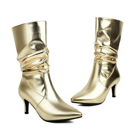 

YOWMNS Women s Chic Kitten Heel Boots - High Heel Fashion Style