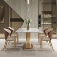 thumbnail image 4 of White Glossy Slate Dining Table Light Luxury Modern Minimalist High-end Designer Creative Rectangular Table And Chair Set My Lux Decor Round, 4 of 13