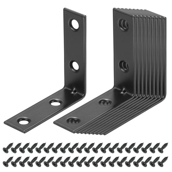 12 Pack l Corner Bracket Metal Angle Brackets, Black, 1.97"x0.59"x1.97"