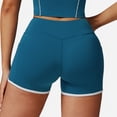 thumbnail image 3 of Active Active Women's High Waist Biker Shorts with Contrast Piping and Seamless Stretch Fabric - Large, Teal, 3 of 5