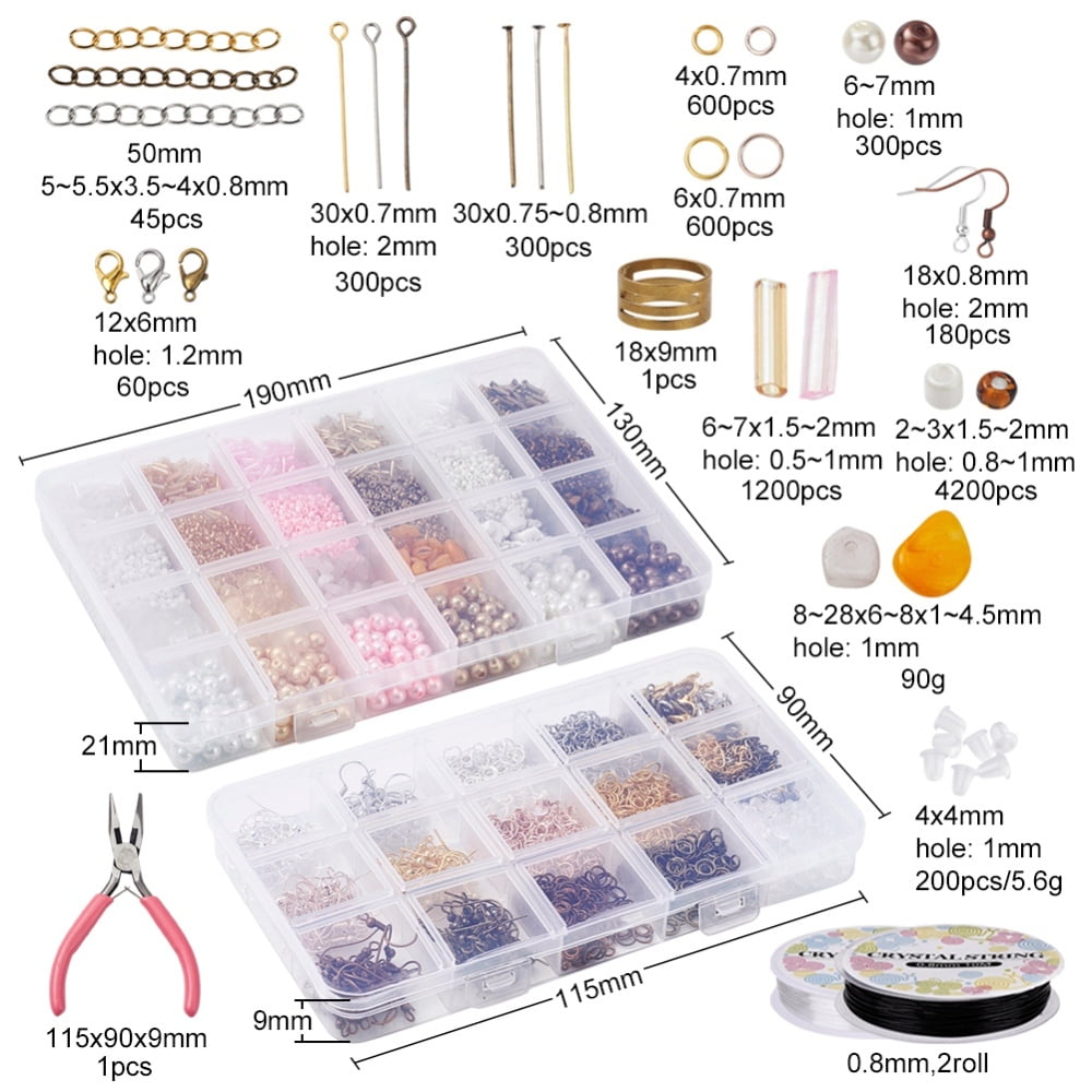 1set Earring Making Kits Including Chip Beads Glass Seed Beads Shell Beads Iron Earring Hook & Jump Ring & Pin & End Chain Alloy Clasps Brass Rings Plastic Ear Nuts Pliers Thread Beads: about 75g/set