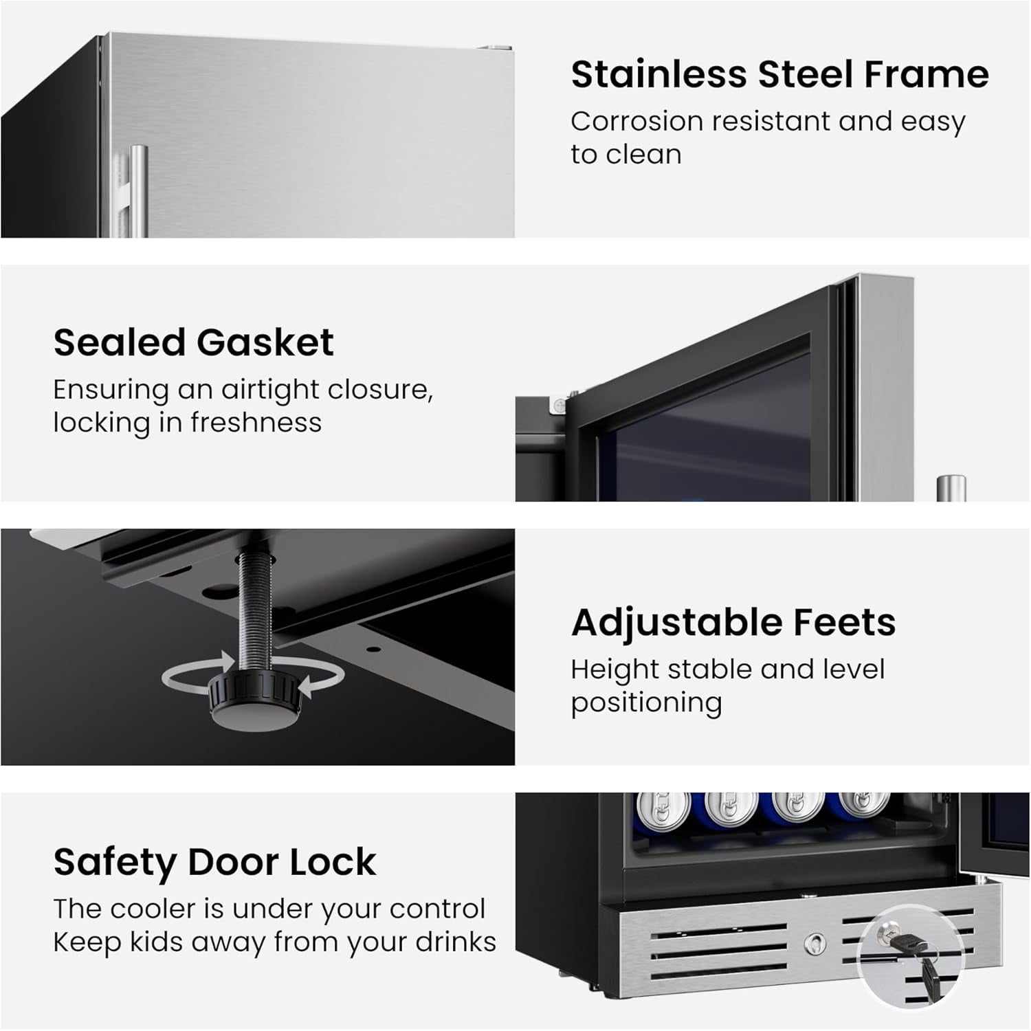 Yeego 15 Inch Beverage Refrigerator, 100 Can Beverage Cooler with Stainless Steel Door, Built-in Outdoor Refrigerator for Soda, Beer, Wine