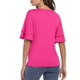 thumbnail image 4 of Women's Ruffle Tunic Top Casual V Neck Shirt Bell Half Sleeve Pullover Blouse Top, 4 of 5