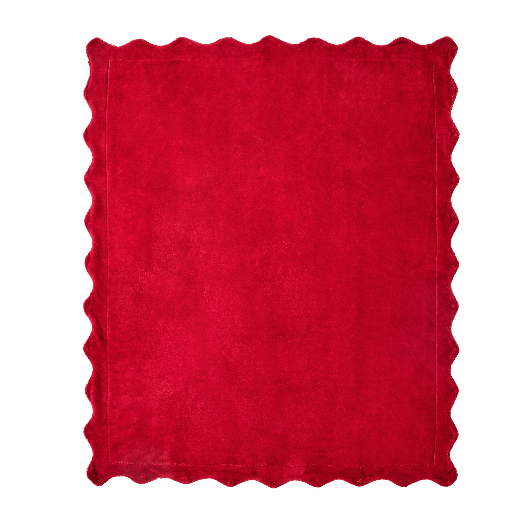 My Texas House Faux Fur Scallop throw 50"x60", Red