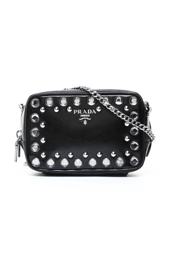 Pre-Owned Prada Studded Mini Camera Bag Shoulder Black WS25737