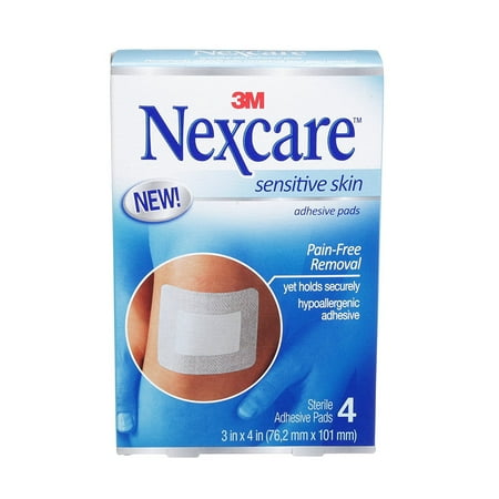 Skin Adhesive Dressing - Nexcare Sensitive Skin Dressing Sterile Adhesive Pads, 3