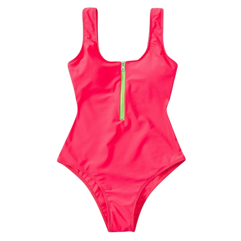 Sodopo Women's Zipper Front One Piece Swimsuit Low Back High