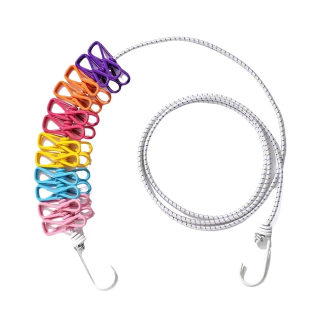Ruifaya Tendedero portátil de viaje para acampar, largo, compacto, con 12 clavijas, Joina J [#